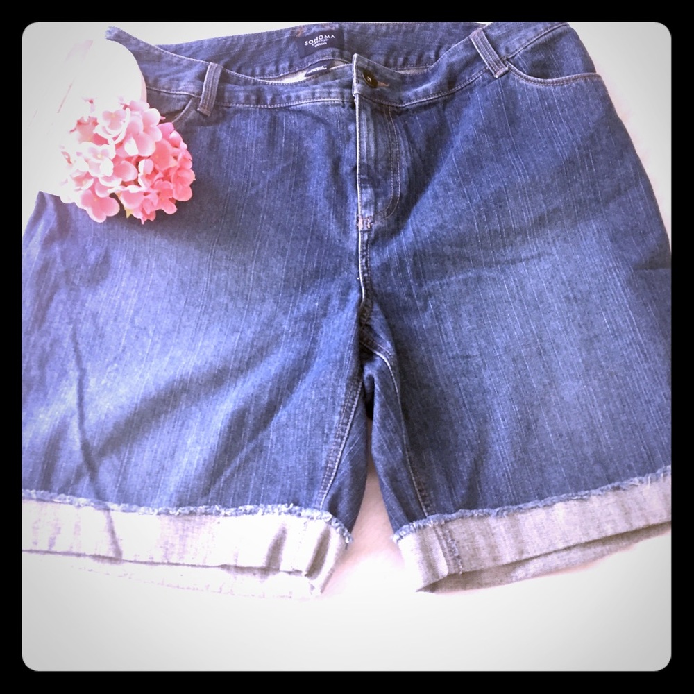 Sonoma Faded Blue Denim Jean Shorts, Plus Size 16W